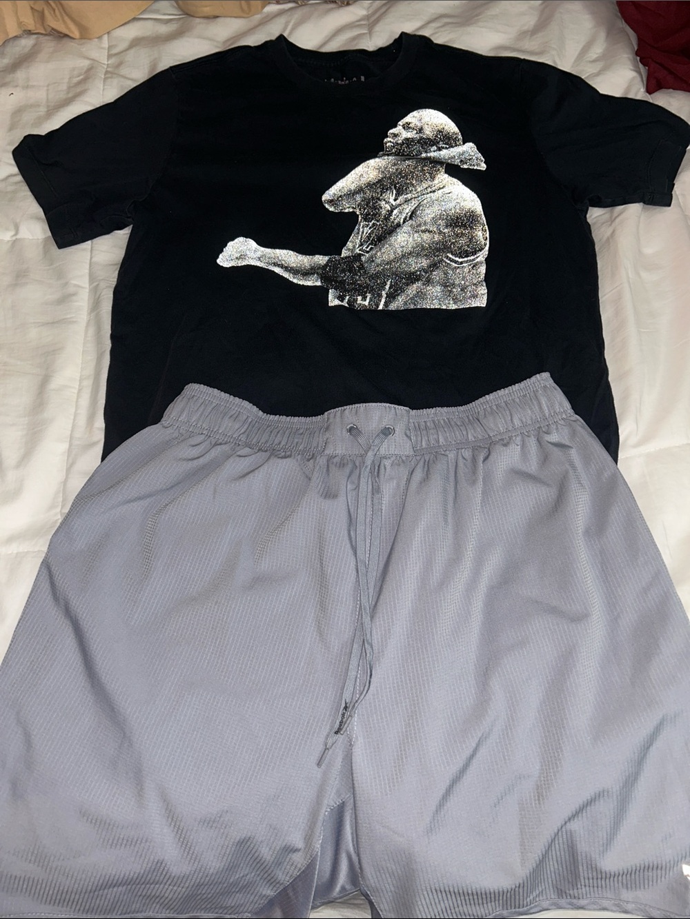Black Jordan Graphic Tee with Grey Athletic Shorts